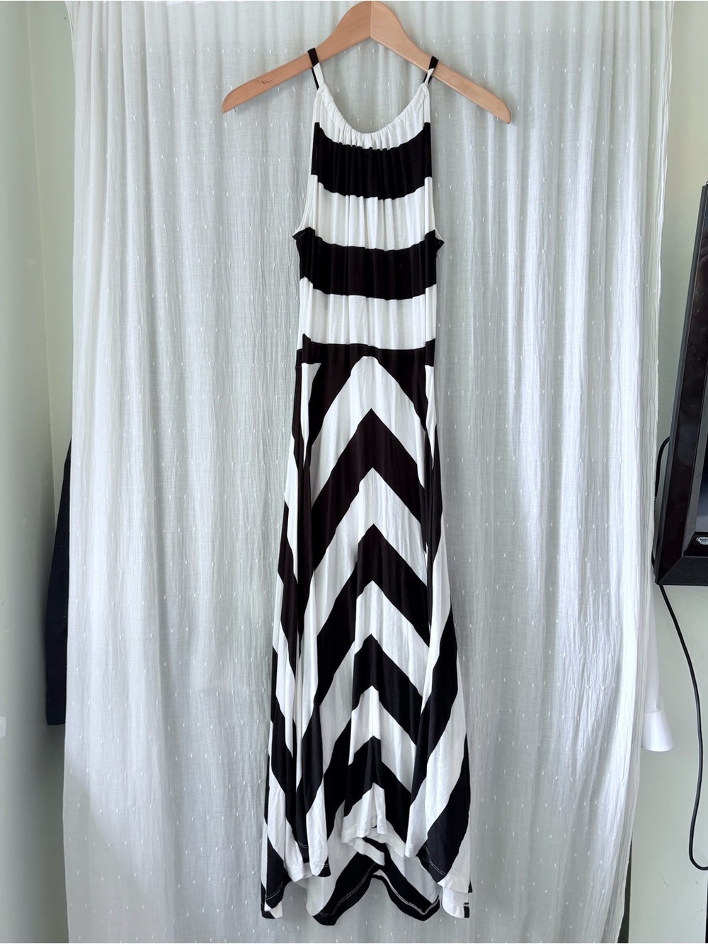 GAP Black and White Chevron Halter Maxi Dress